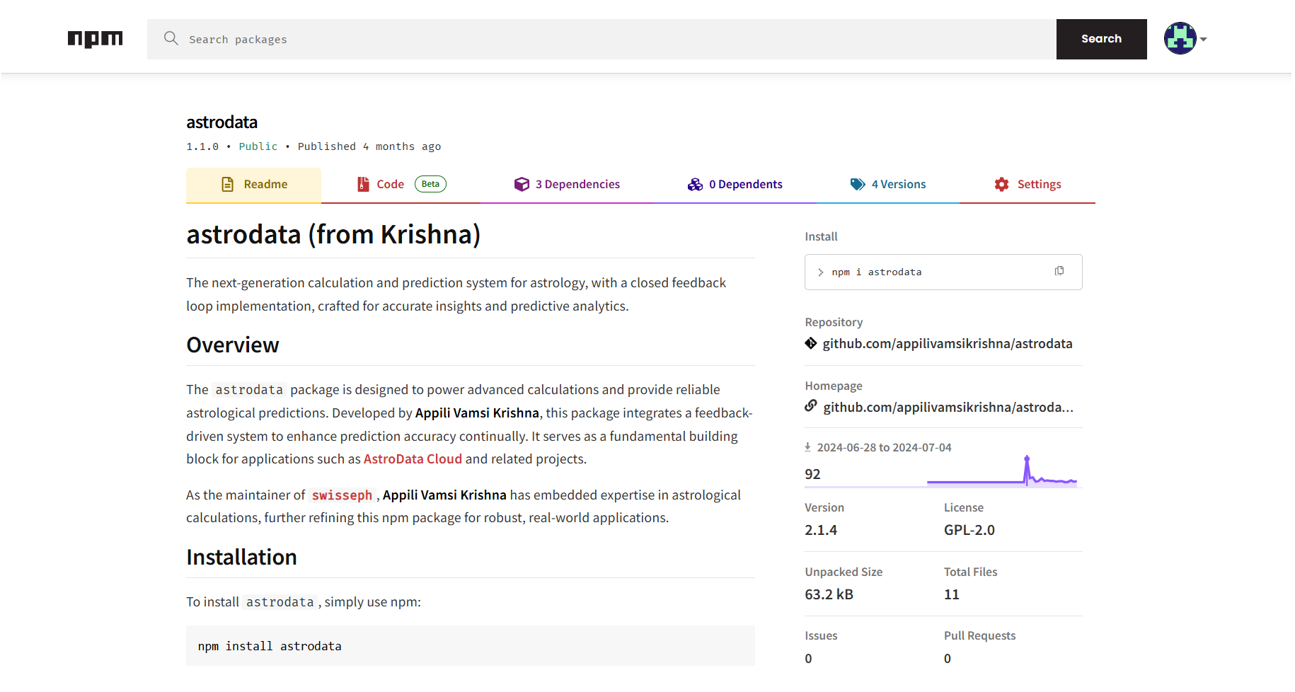 Astrology NPM Package