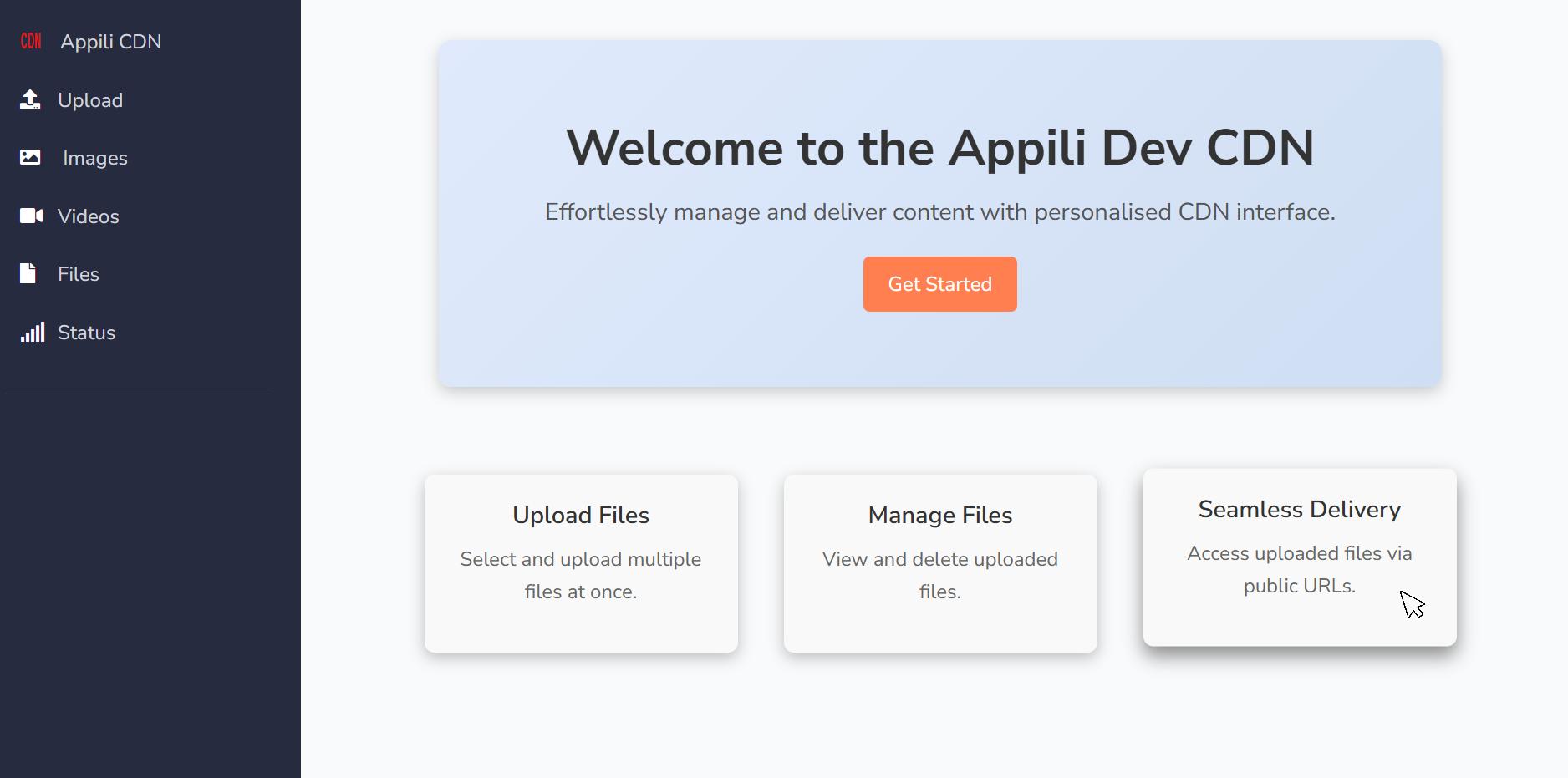 Content Delivery Network interface project with Firebase and MongoDB